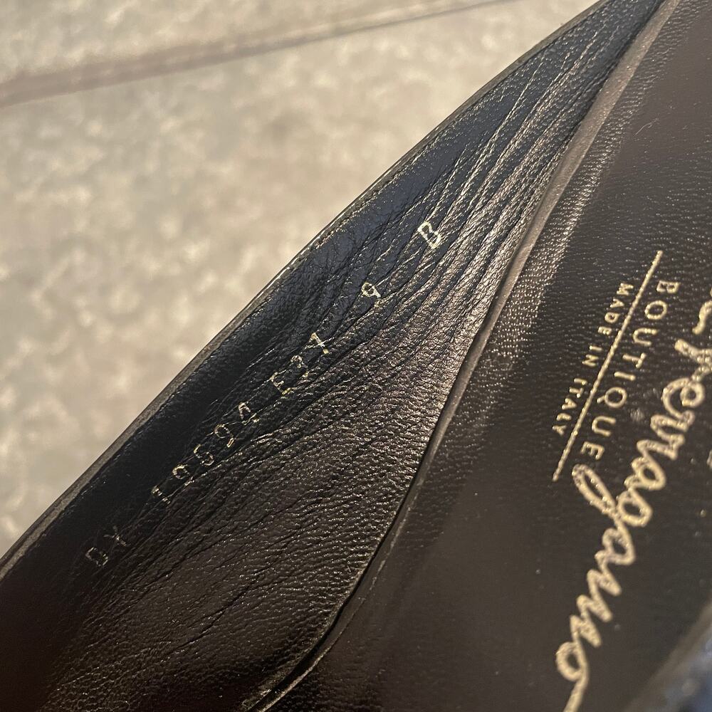 Salvatore Ferragamo Patent Leather Slides Black 9 B Lightweight Platform Sandals - Picture 13 of 13